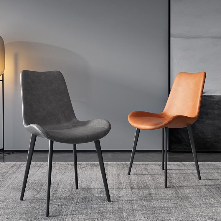 Contemporary Kitchen Dining Chairs Faux Leather Side Chairs with Black Legs