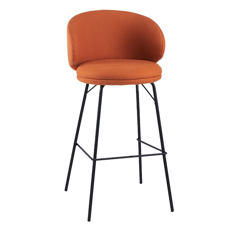 Modern Backrest Armless Counter Stool Upholstered Bar Stool with Metal 4 Legs
