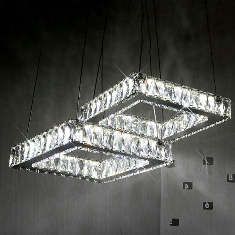 Lampada a soffitto in cristallo minimalista a ciondolo multi chiaro a LED in nichel