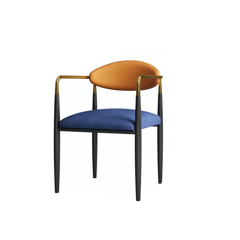 Glam Arm Chair Metal Legs Open Back Dining Chair for Home Use