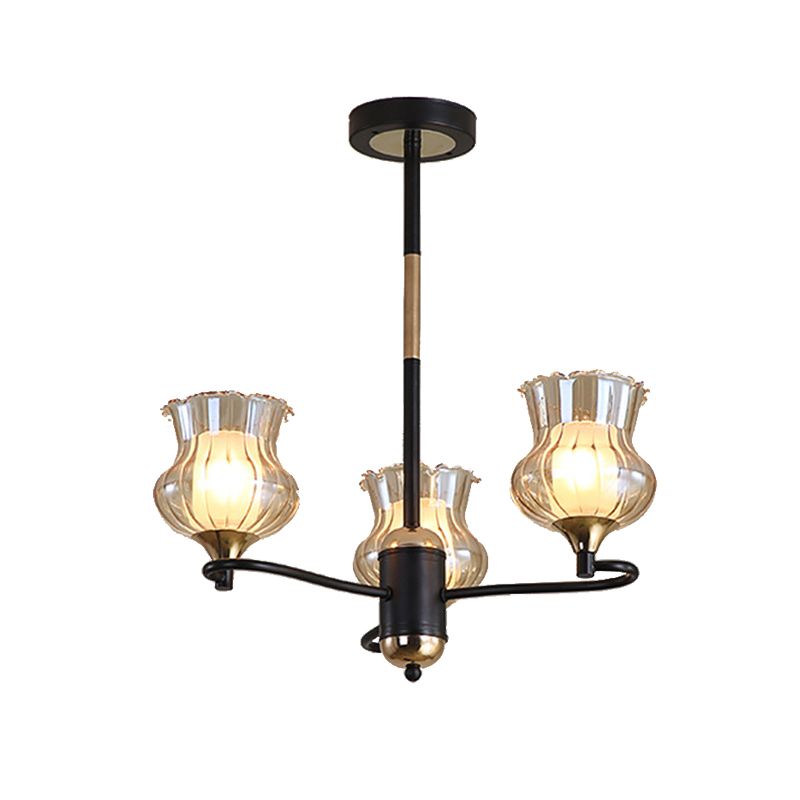 Sputnik salon Plafond lustre lustre classique Verre texturé bronzé 3/6/8 Lumières Black suspendu