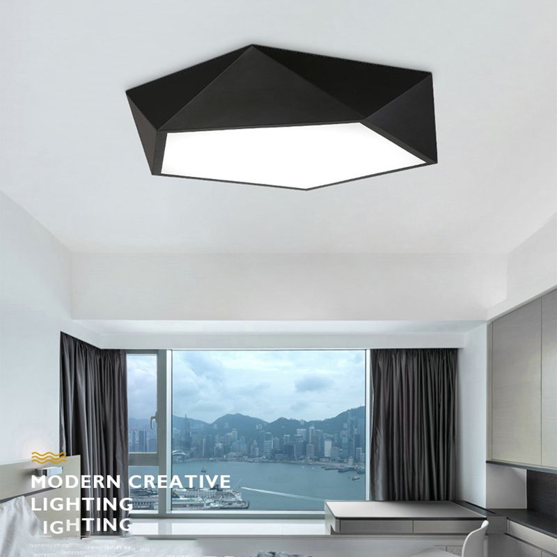 Lámpara de techo LED concisa y moderna, montaje empotrado geométrico de hierro lacado con pantalla acrílica