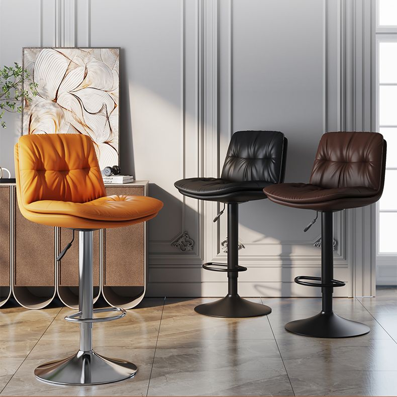 Scandinavian Adjustable Height Bar Stool Leather Upholstered Bar Stool