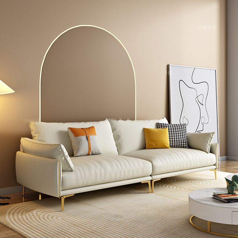 33.46" H Faux Leather 4- Seater Square Arm Sofa for Living Room