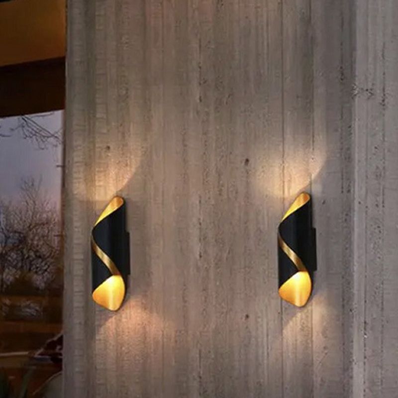 2-Lights Sconce Lights Modern Style Wrapped Aluminum Wall Lamps in Black and White