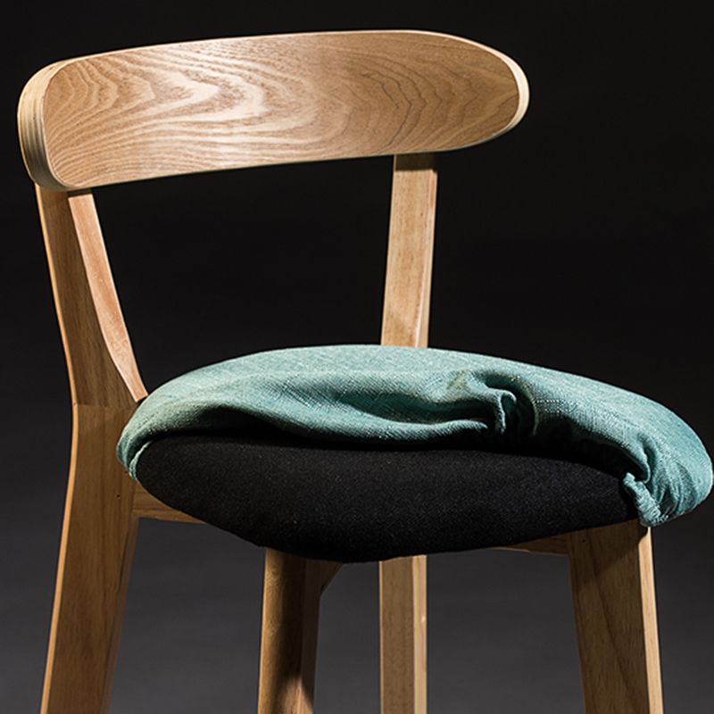 Contemporary Low Back Rubberwood Stool Matte Finish Upholstered Bar Stools