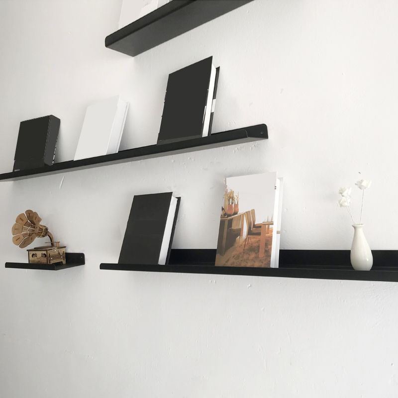 Floating Closed Back Bookshelf Metal Contemporary Bookcase with Shelf