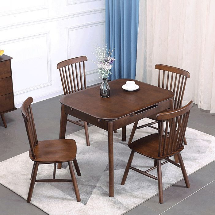 Minimalist Extendable Solid Wood Table Rectangle Shape Standard Dining Table for Kitchen
