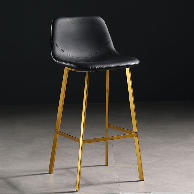 Scandinavian Footrest Matte Finish Barstool Restaurant Leather Stool