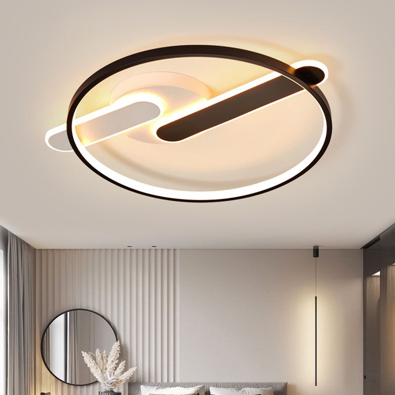 Minimalist Circle Ceiling Flush Mount Acrylic Corridor LED Flush Light Fixture in Black and White