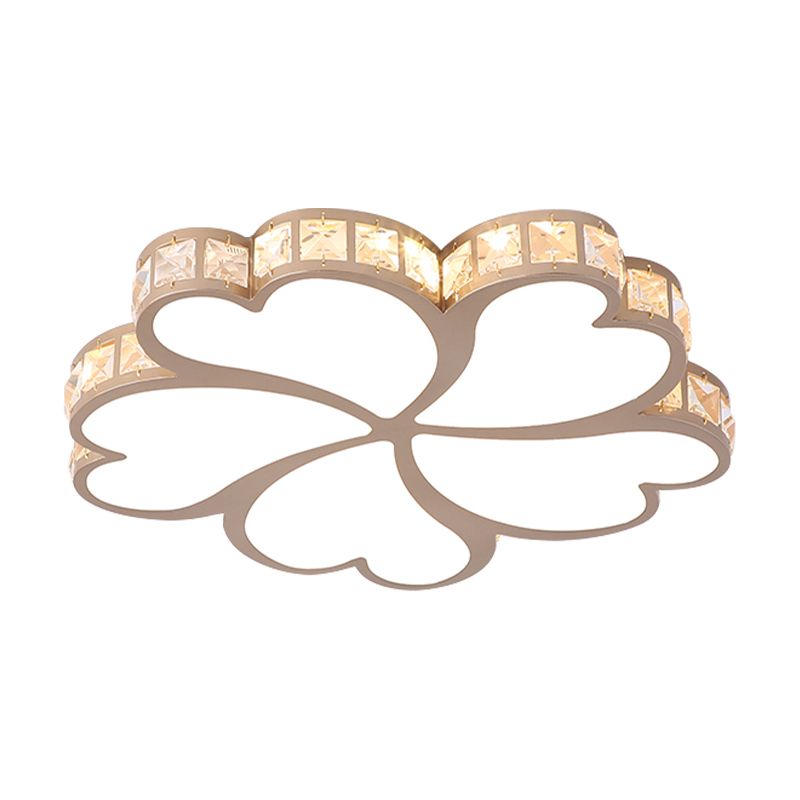 Clover Nordique Mount Ceiling Light with Crystal Shade Black / White / Gold LED Bedroom Ceiling Flush Mount Light