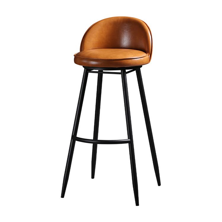 Contemporary Restaurant Footrest Stool Matte Finish Leather Barstool
