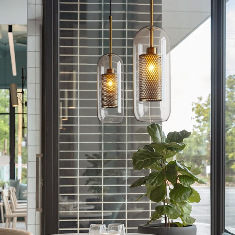 Glass Shade Hanging Light Industrial Style Pendant Lighting Ayémorrat pour le salon