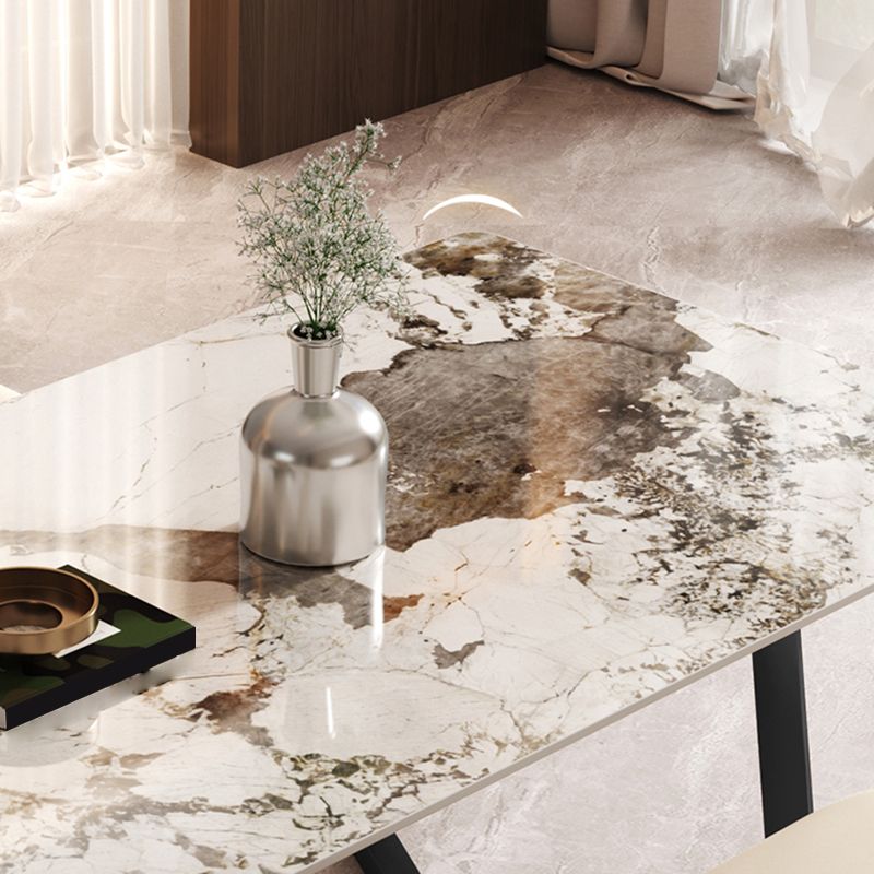 Pièces modernes 1/2/3/5/7 Pièces Ensemble de restauration Table à manger en pierre fritté avec chaises en cuir