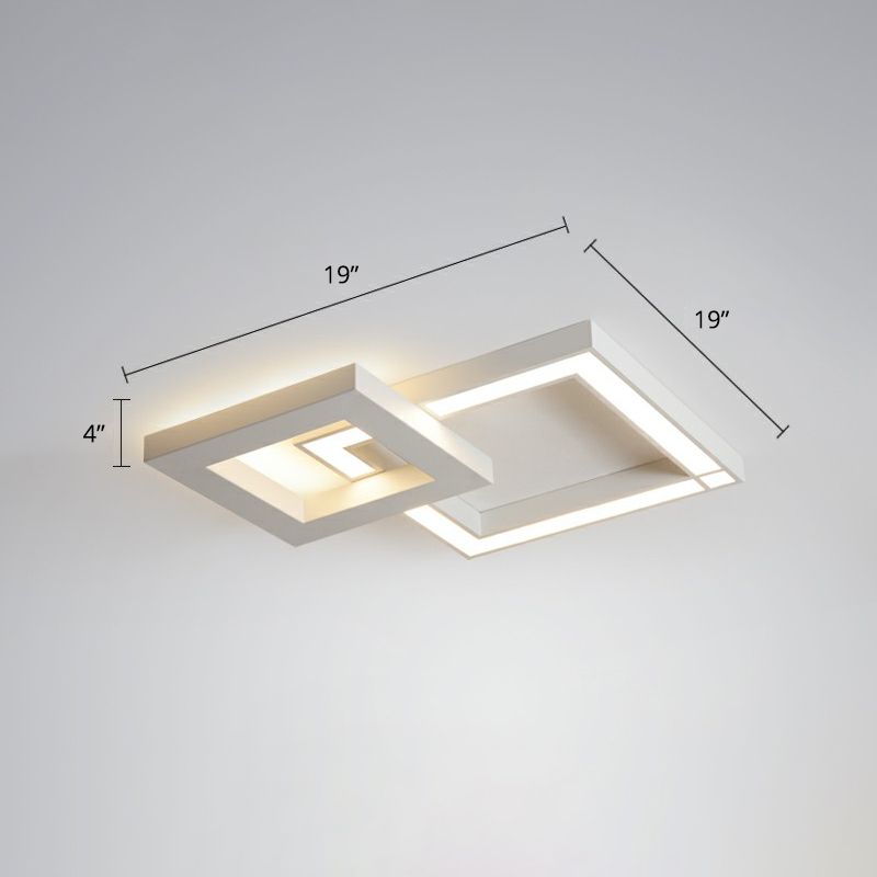 Nordic Style Frame Plafond Licht Vast metalen Woonkamer LED Flush Mount in wit