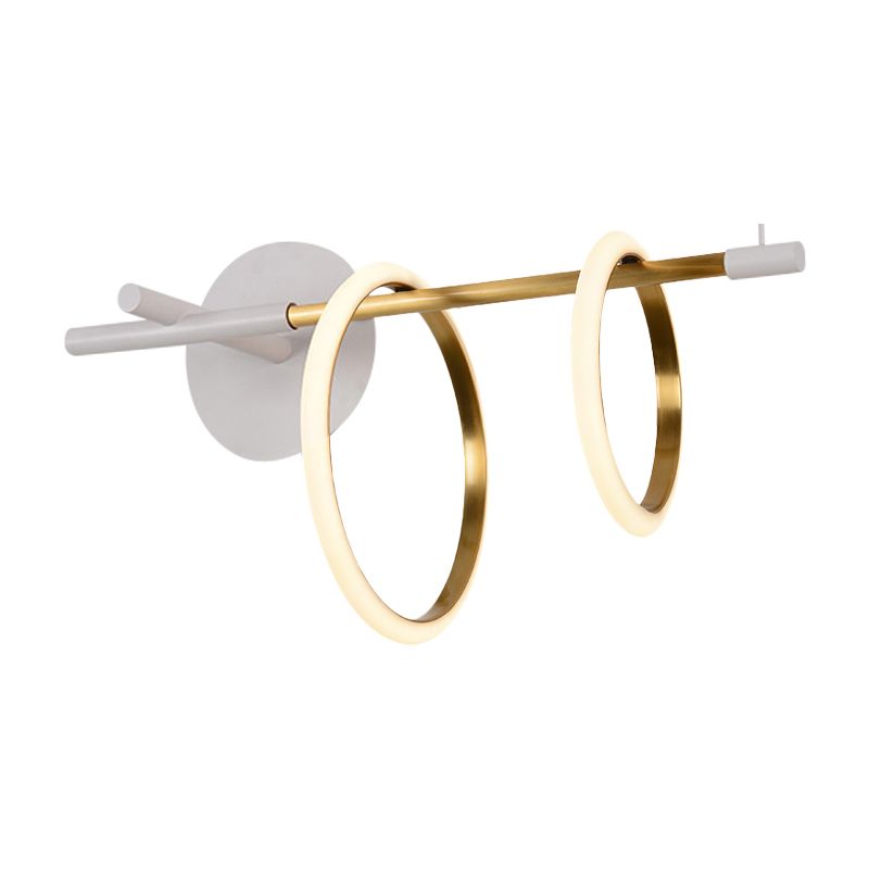 Ring Metal Wall Mount Lighting Modernist Black/White LED Wall Light Fixture with Straight Arm for Living Room