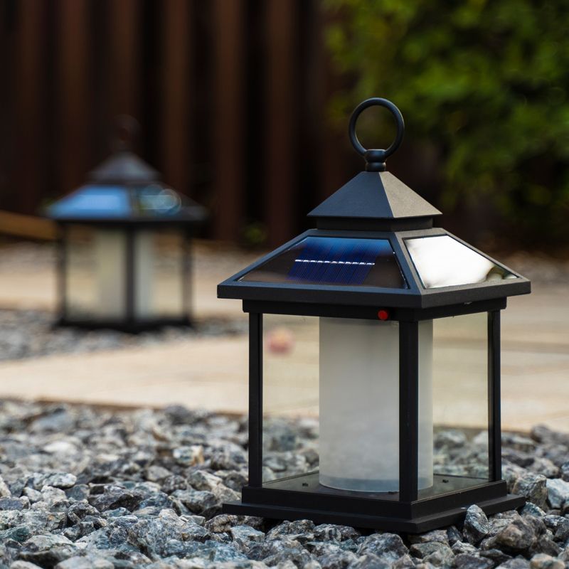 LED Black Solar Pillar Lamp Waterproof Outdoor Light for Garden