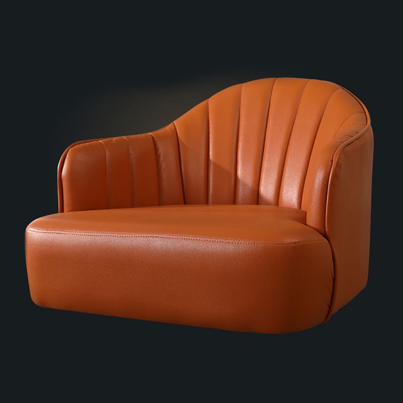 Faux Leather/Velvet 24.8"W Sloped Arms Basic Four Legs Solid Color Armchair for Bedroom