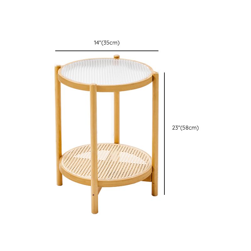 Tropical Coffee Table Glass 4 Legs Storage Round Coffee Cocktail Table