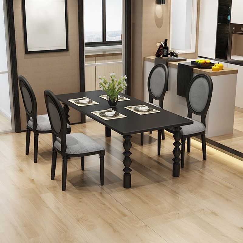 Solid Wood Dining Table Rectangle 4 Legs Dinner Table for Dining Room