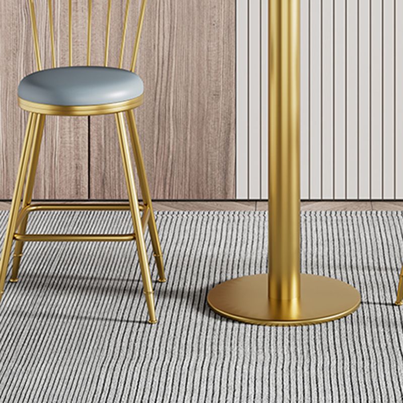 1/2/3/5 Pcs Bar Set with Stone Top Pub Table and Metal Stools for Home