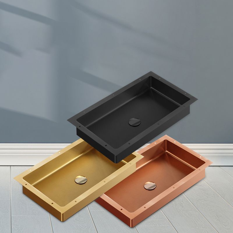 Modern Bathroom Sink Rectangular Metal Drop-in Bathroom Sink with Pop-Up Drain