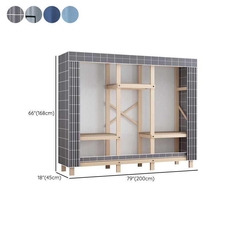 Contemporary Style Wardrobe Pine Solid Wood 1-Door Wardrobe Closet for Bedroom