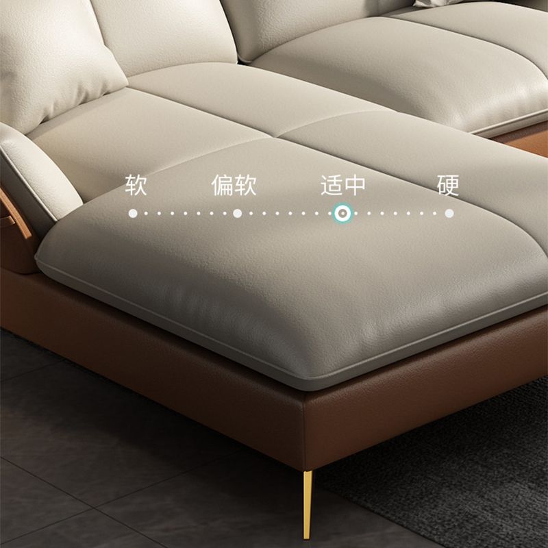 Faux Leather Sofa & Chaise Flared Arm Sofa with Bolster Pillows