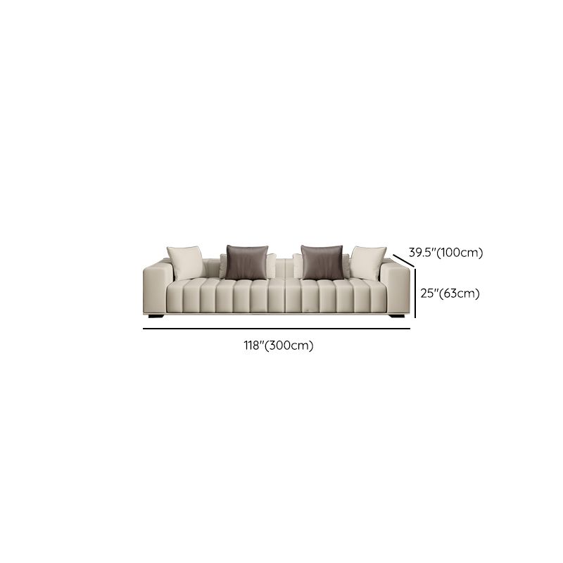 Contemporary Sofa Faux Leather Tufted Off-White Convertible Sofa for Living Room