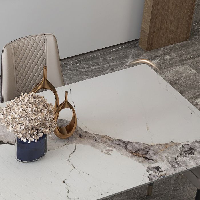 Mesa rectangular contemporánea acrílica mesa de piedra sinterizada para comedor