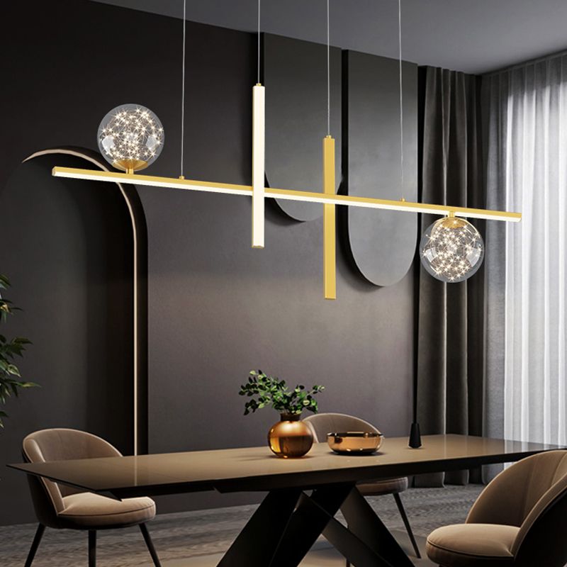 Moderne lineare Insel Kronleuchter Multi-Head Restaurant Anhänger Beleuchtungskarten