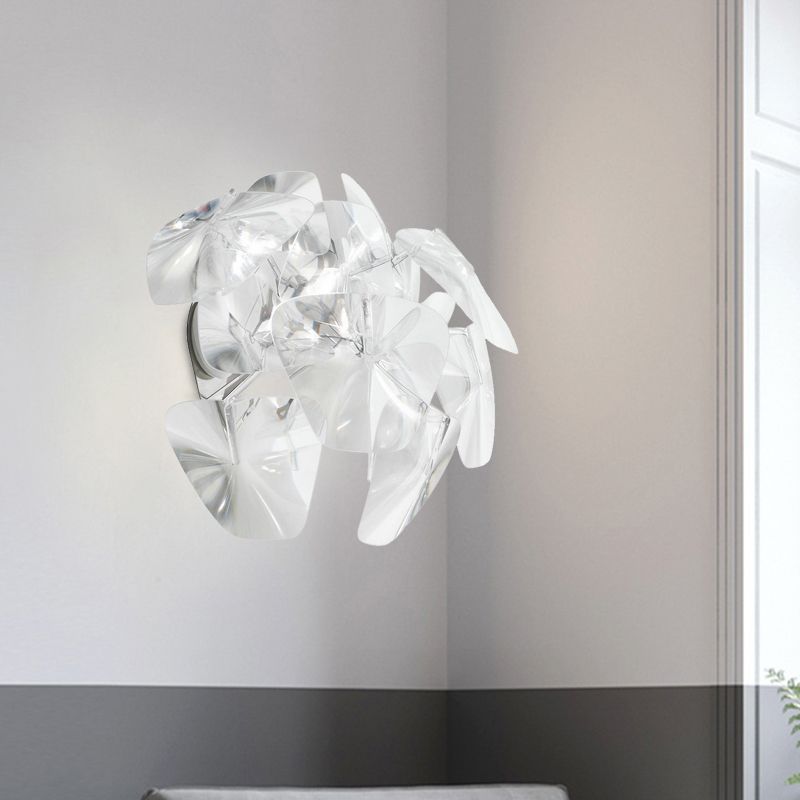 Pieces Sconce Light Fixture Contemporary Acrylic Single Head Restaurant Wall Mount Lamp in Clear