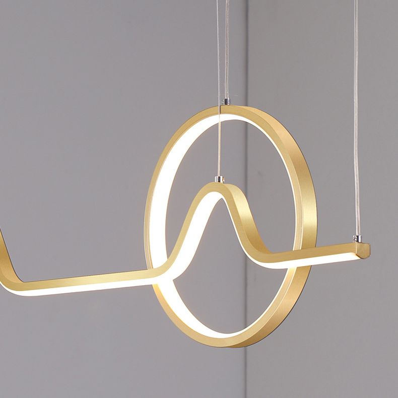 2-Light Modern Island Lighting Golden Metallic LED Ceiling Light for Bedroom