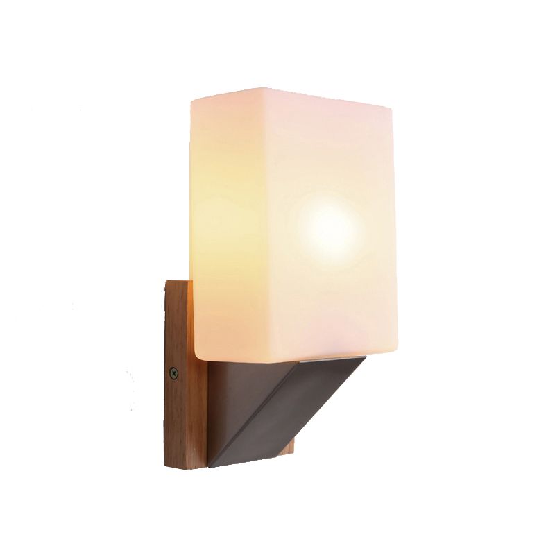 Modern Style Rectangle Sconce Light Fixtures Wood 1 Light Wall Mounted Lighting