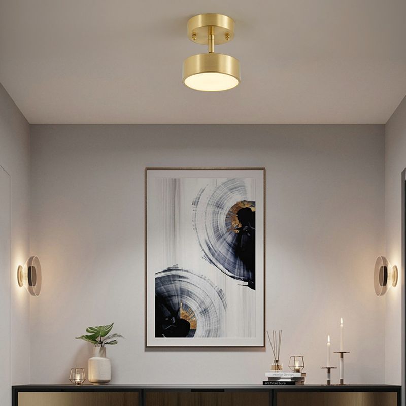 Modern Semi Flush Light Round Ceiling Lighting with Metal for Hallway
