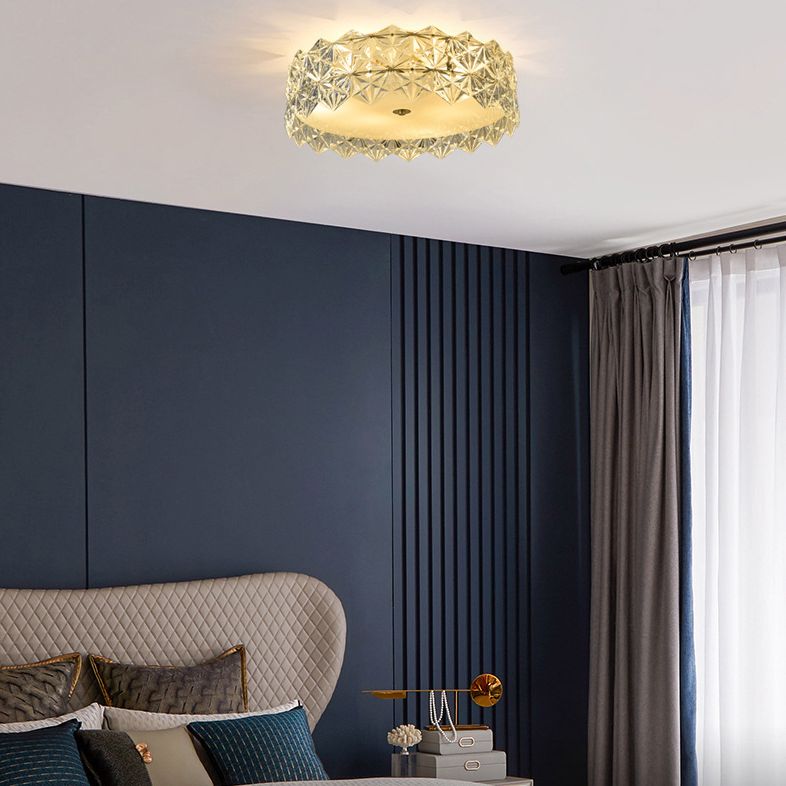 Geometric Crystal Circular Flushmount Ceiling Lamp Modern Style Gold Flush Mount Lighting for Bedroom