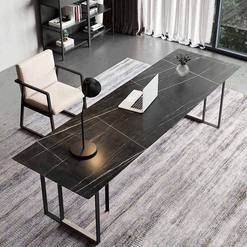 Rectangle Dining Table Contemporary Table with Double Pedestal Base
