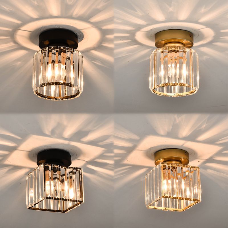 Contemporary Style Geometric Semi Flush Light Fixtures Crystal 1 Light Lighting Fixture