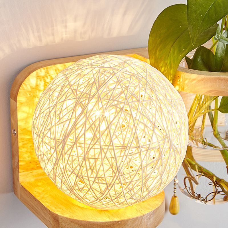 1-Light Wall Sconce Modern Wooden Wall Mount Lamp for Living Room(Plant not included)