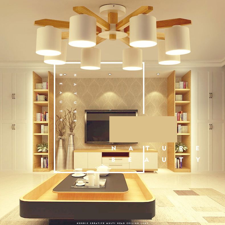 Luz de techo de Macaron Semi Flush Modern Concise Monteo con sombra de hierro forjado