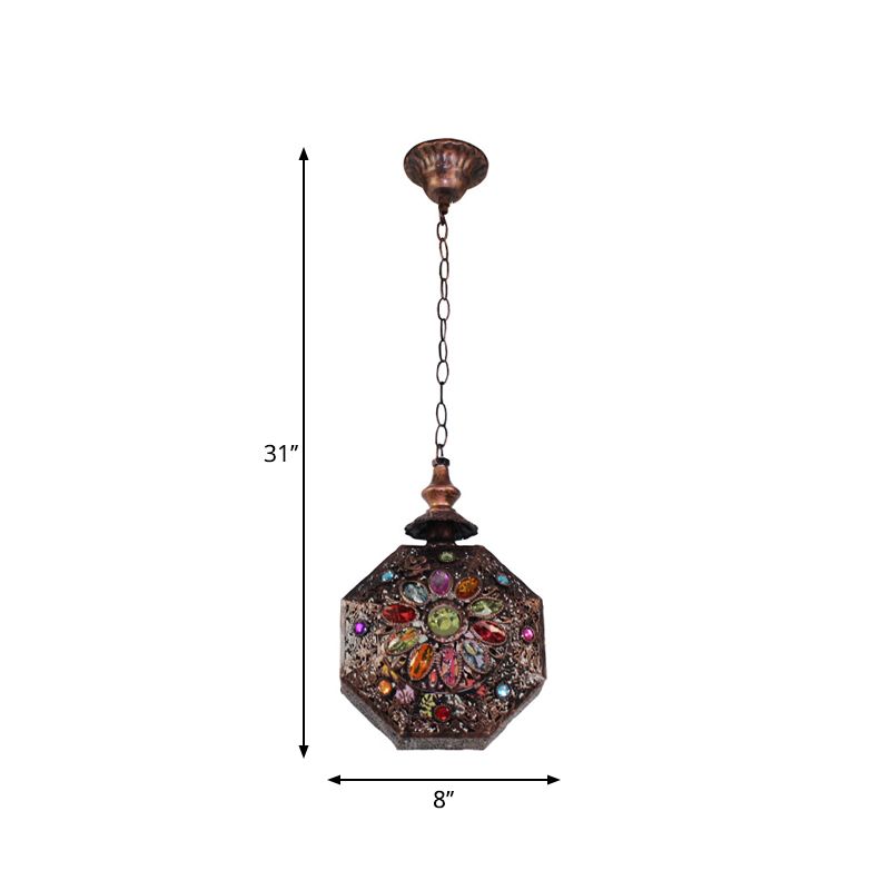 Lámpara colgante octogonal de cobre de cobre