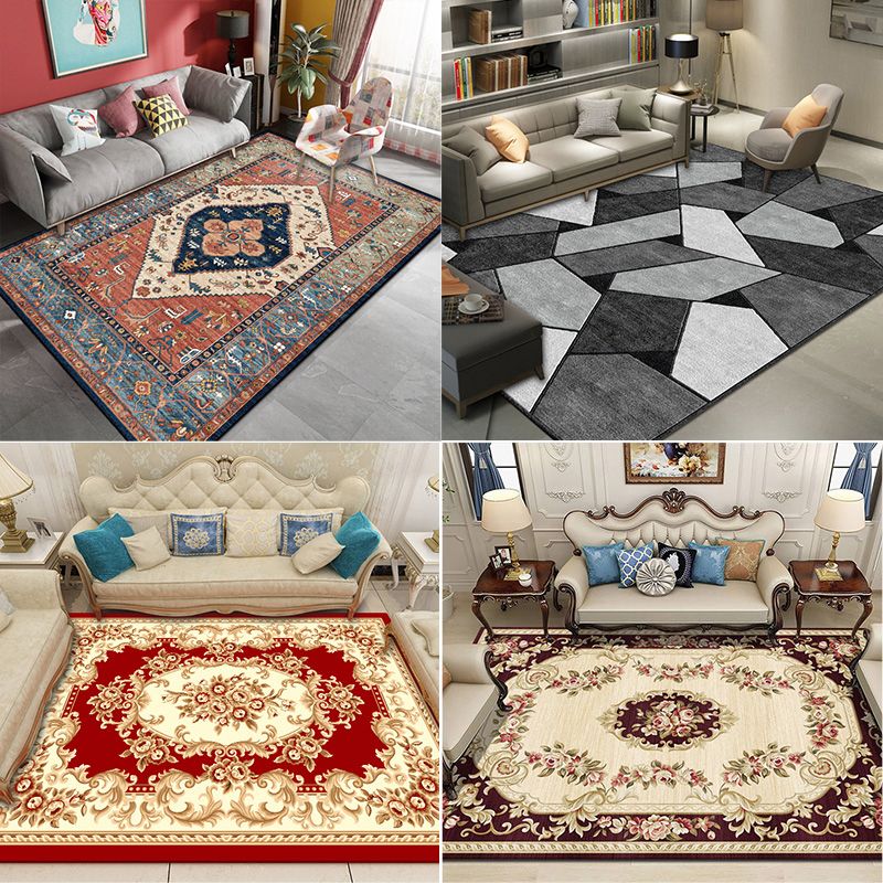 Multi-Colored Olden Rug Synthetics Floral Print Area Rug Anti-Slip Stain-Resistant Carpet for Living Room