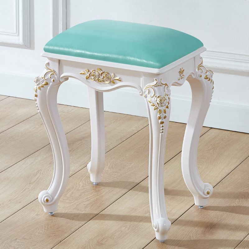 Glam Pouf Ottoman Faux Leather Solid Color Water Resistant Carving Rectangle Pouf