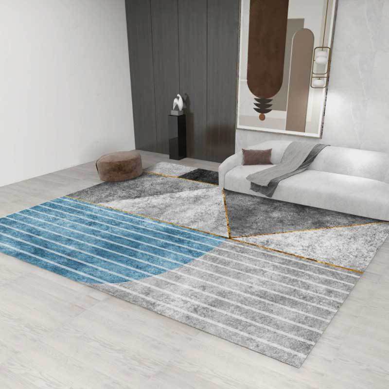 Gray Modern Carpet Polyester Constrast Color Carpet Washable Carpet for Living Room