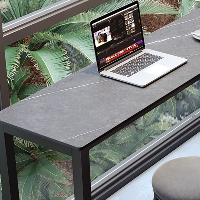 Industrial Bar-height Table Stone Top Pub Table  with Black Base
