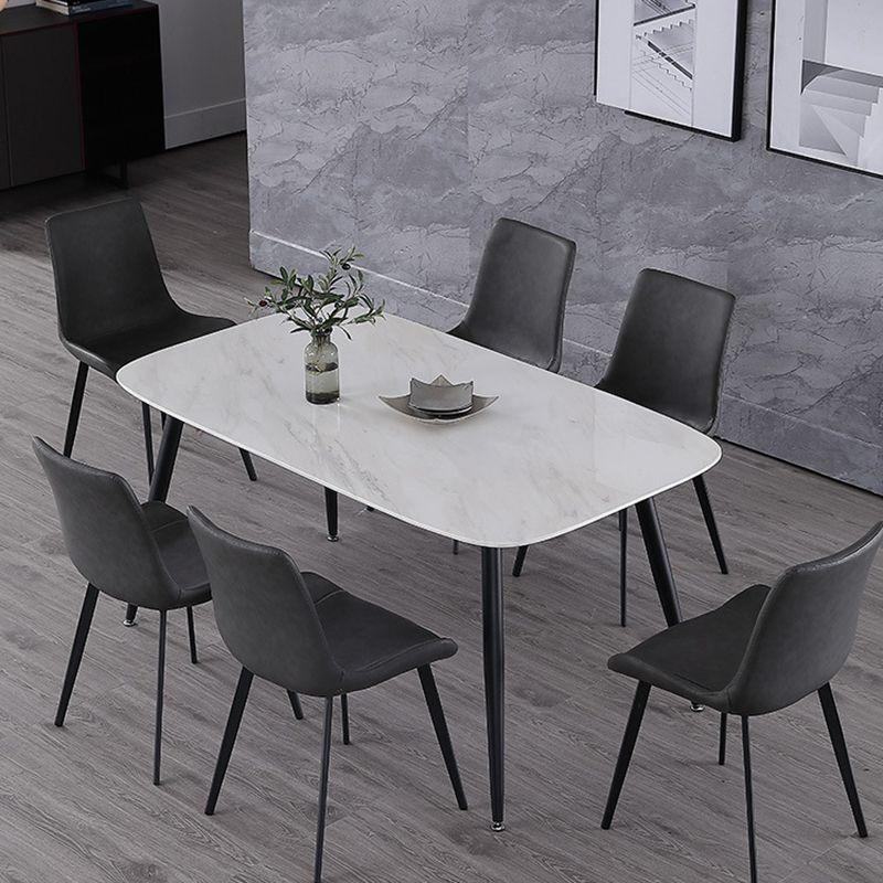 Industrial Style Faux Leather Chair Armless Side Chairs with Metal Legs