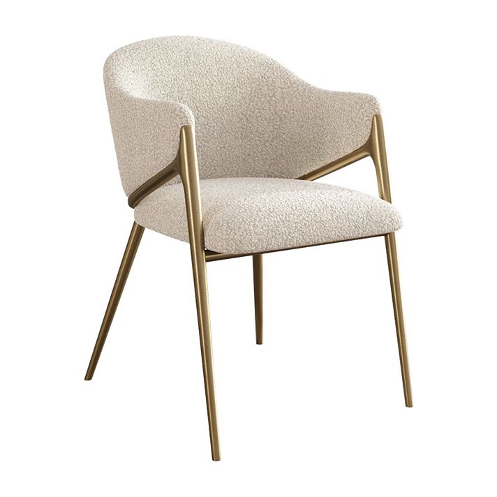 Metal Solid Back Arm Dining Chair Glam Chair for Dining Room