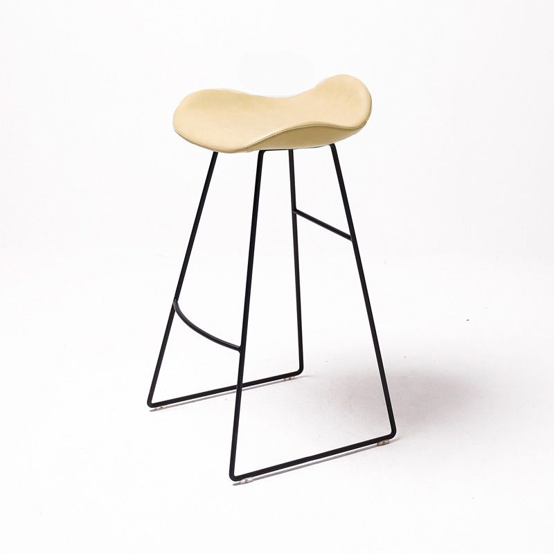 Leather Armless Home Stool Modern Footrest Matte Finish Barstool