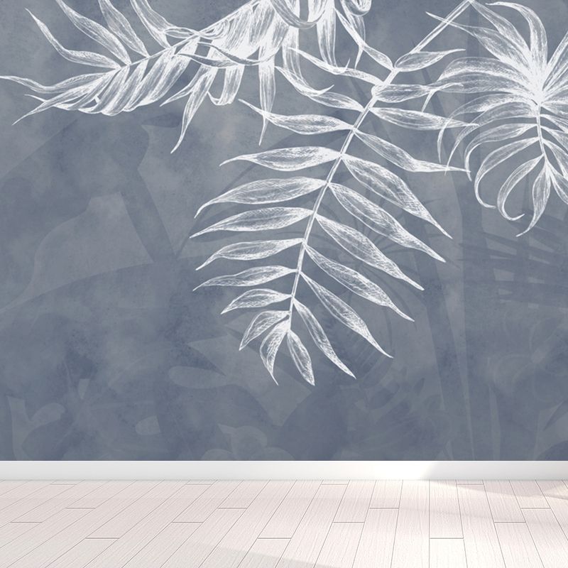 Pastel Color Leaves Mural Wallpaper Moisture-Proof Wall Covering for Living Room