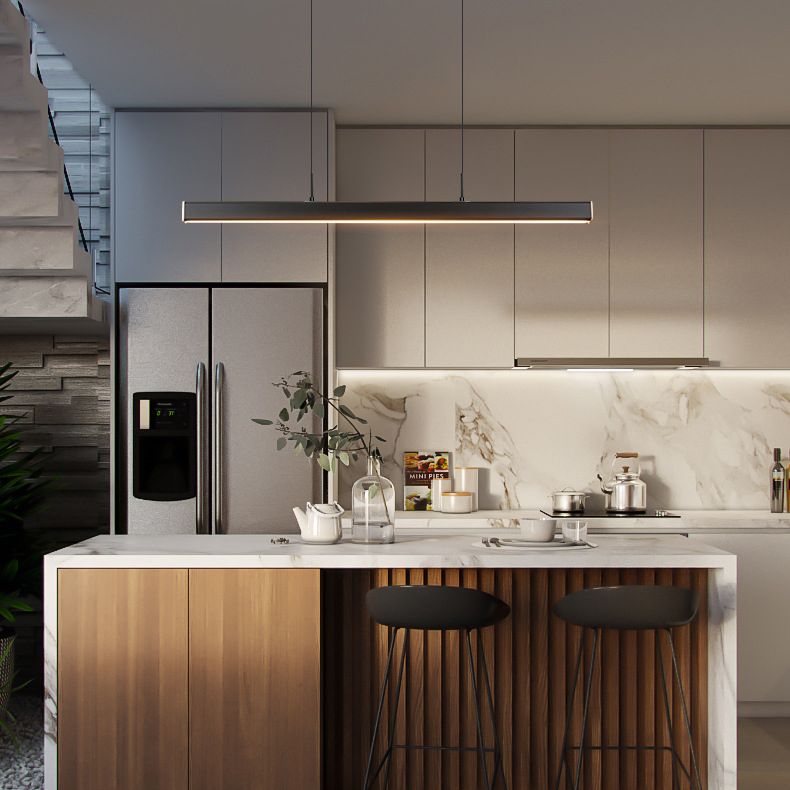 Lucitura lineare sull'illuminazione dell'isola acrilico moderno semplicità, luci dell'isola sospesa per il ristorante